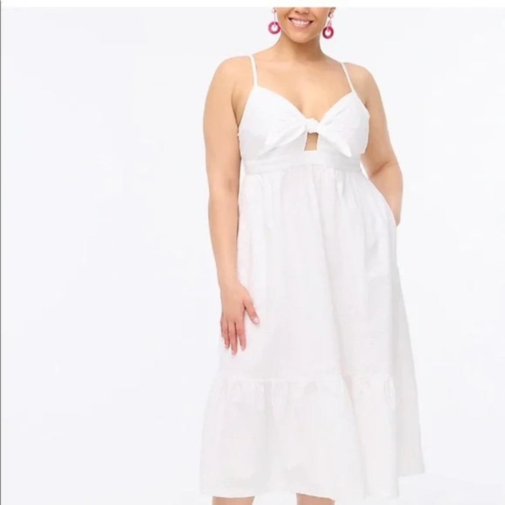 NWT --  J. Crew Factory Seersucker Tie-Front Cutout MIDI DRESS - Size 18